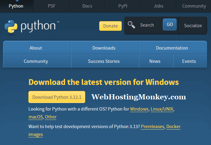 Python for Windows installation package download
